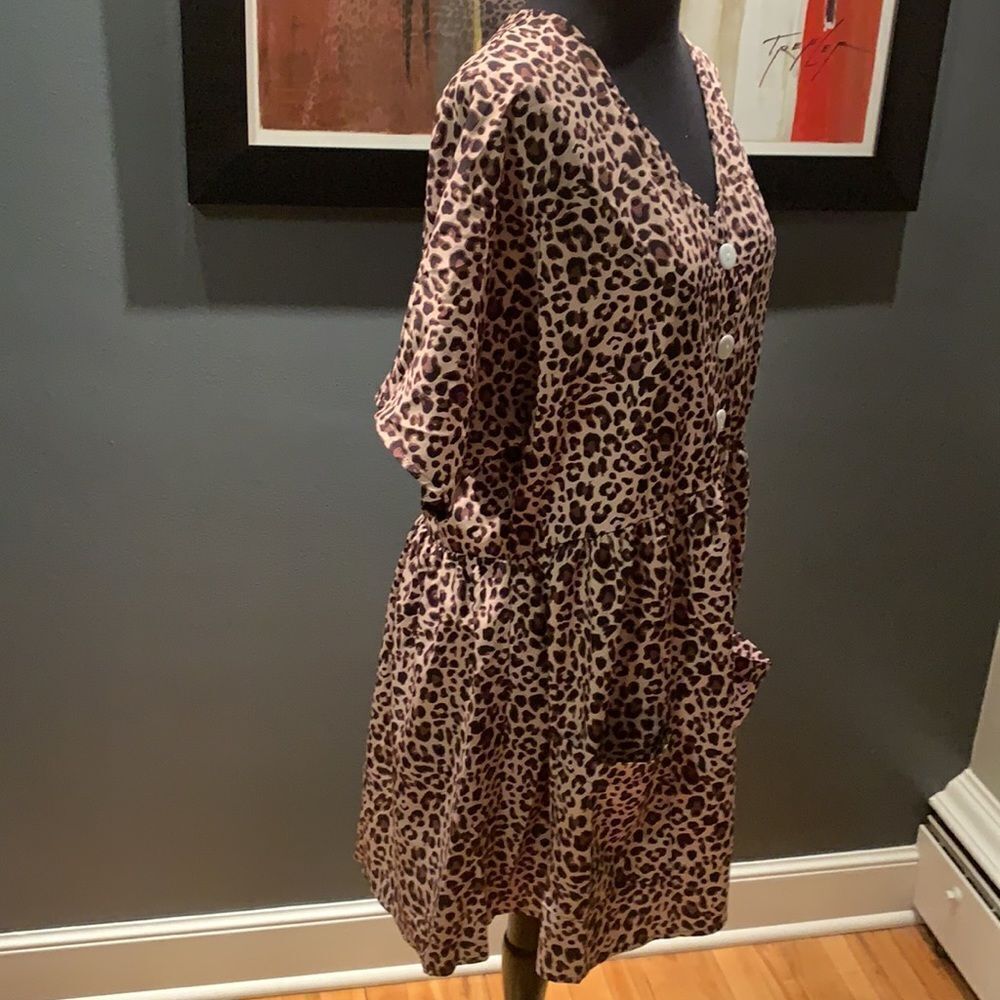 Leopard print button front midi, small - image 4